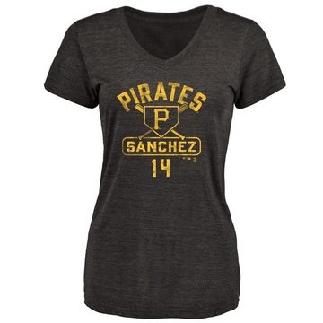 Women's Pittsburgh Pirates Ali Sanchez ＃14 Base Runner T-Shirt - Black