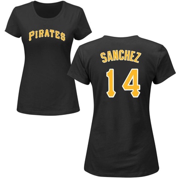 Women's Pittsburgh Pirates Ali Sanchez ＃14 Roster Name & Number T-Shirt - Black