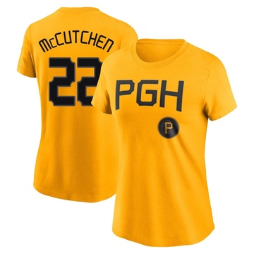 Women's Pittsburgh Pirates Andrew McCutchen ＃22 2023 City Connect Name & Number T-Shirt - Gold