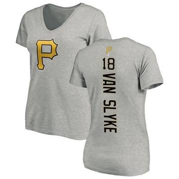 Women's Pittsburgh Pirates Andy Van Slyke ＃18 Backer Slim Fit T-Shirt Ash