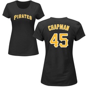 Women's Pittsburgh Pirates Aroldis Chapman ＃45 Roster Name & Number T-Shirt - Black