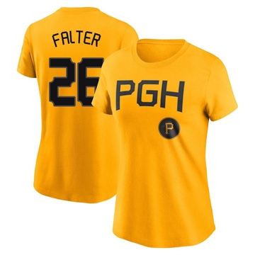 Women's Pittsburgh Pirates Bailey Falter ＃26 2023 City Connect Name & Number T-Shirt - Gold