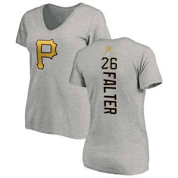 Women's Pittsburgh Pirates Bailey Falter ＃26 Backer Slim Fit T-Shirt Ash