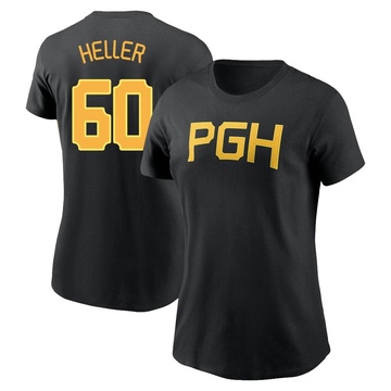 Women's Pittsburgh Pirates Ben Heller ＃60 2023 City Connect Wordmark Name & Number T-Shirt - Black