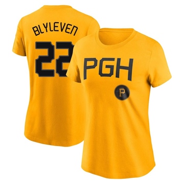 Women's Pittsburgh Pirates Bert Blyleven ＃22 2023 City Connect Name & Number T-Shirt - Gold