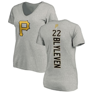 Women's Pittsburgh Pirates Bert Blyleven ＃22 Backer Slim Fit T-Shirt Ash