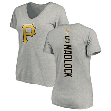 Women's Pittsburgh Pirates Bill Madlock ＃5 Backer Slim Fit T-Shirt Ash