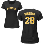 Women's Pittsburgh Pirates Bill Robinson ＃28 Roster Name & Number T-Shirt - Black