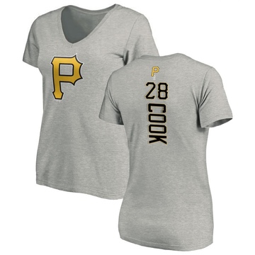 Women's Pittsburgh Pirates Billy Cook ＃28 Backer Slim Fit T-Shirt Ash