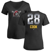 Women's Pittsburgh Pirates Billy Cook ＃28 Midnight Mascot V-Neck T-Shirt - Black