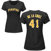 Women's Pittsburgh Pirates Bryan De La Cruz ＃41 Roster Name & Number T-Shirt - Black