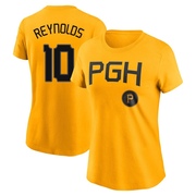 Women's Pittsburgh Pirates Bryan Reynolds ＃10 2023 City Connect Name & Number T-Shirt - Gold