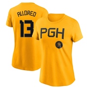 Women's Pittsburgh Pirates Cameron Alldred ＃13 2023 City Connect Name & Number T-Shirt - Gold