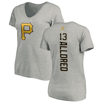 Women's Pittsburgh Pirates Cameron Alldred ＃13 Backer Slim Fit T-Shirt Ash