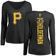 Women's Pittsburgh Pirates Colin Holderman ＃35 Backer Slim Fit Long Sleeve T-Shirt - Black