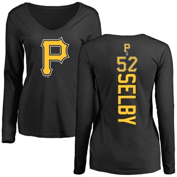 Women's Pittsburgh Pirates Colin Selby ＃52 Backer Slim Fit Long Sleeve T-Shirt - Black