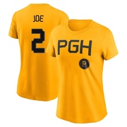 Women's Pittsburgh Pirates Connor Joe ＃2 2023 City Connect Name & Number T-Shirt - Gold