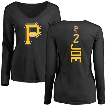 Women's Pittsburgh Pirates Connor Joe ＃2 Backer Slim Fit Long Sleeve T-Shirt - Black