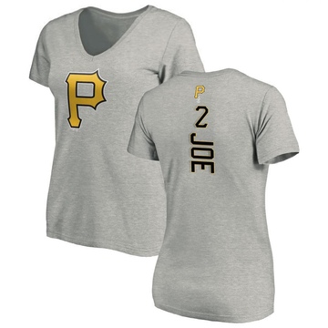 Women's Pittsburgh Pirates Connor Joe ＃2 Backer Slim Fit T-Shirt Ash