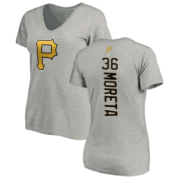 Women's Pittsburgh Pirates Dauri Moreta ＃36 Backer Slim Fit T-Shirt Ash