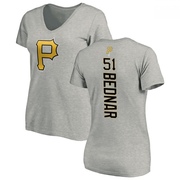 Women's Pittsburgh Pirates David Bednar ＃51 Backer Slim Fit T-Shirt Ash