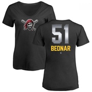 Women's Pittsburgh Pirates David Bednar ＃51 Midnight Mascot V-Neck T-Shirt - Black