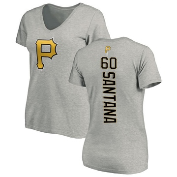 Women's Pittsburgh Pirates Dennis Santana ＃60 Backer Slim Fit T-Shirt Ash