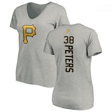 Women's Pittsburgh Pirates Dillon Peters ＃38 Backer Slim Fit T-Shirt Ash