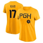 Women's Pittsburgh Pirates Dock Ellis ＃17 2023 City Connect Name & Number T-Shirt - Gold