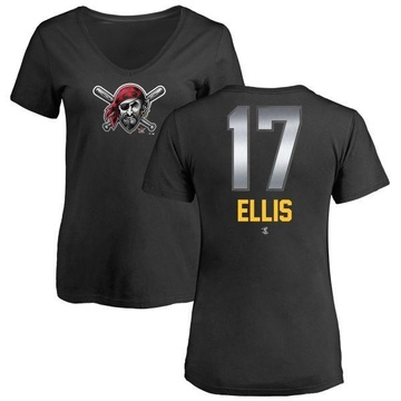 Women's Pittsburgh Pirates Dock Ellis ＃17 Midnight Mascot V-Neck T-Shirt - Black