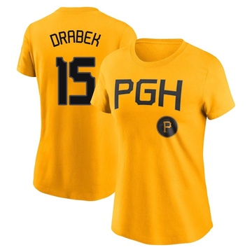 Women's Pittsburgh Pirates Doug Drabek ＃15 2023 City Connect Name & Number T-Shirt - Gold