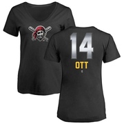 Women's Pittsburgh Pirates Ed Ott ＃14 Midnight Mascot V-Neck T-Shirt - Black