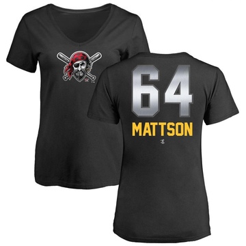 Women's Pittsburgh Pirates Isaac Mattson ＃64 Midnight Mascot V-Neck T-Shirt - Black