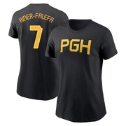 Women's Pittsburgh Pirates Isiah Kiner-Falefa ＃7 2023 City Connect Wordmark Name & Number T-Shirt - Black