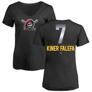 Women's Pittsburgh Pirates Isiah Kiner-Falefa ＃7 Midnight Mascot V-Neck T-Shirt - Black