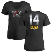 Women's Pittsburgh Pirates Jared Oliva ＃14 Midnight Mascot V-Neck T-Shirt - Black