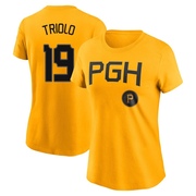 Women's Pittsburgh Pirates Jared Triolo ＃19 2023 City Connect Name & Number T-Shirt - Gold