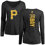 Women's Pittsburgh Pirates Jason Bay ＃38 Backer Slim Fit Long Sleeve T-Shirt - Black