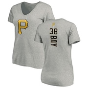 Women's Pittsburgh Pirates Jason Bay ＃38 Backer Slim Fit T-Shirt Ash