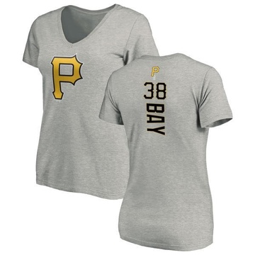 Women's Pittsburgh Pirates Jason Bay ＃38 Backer Slim Fit T-Shirt Ash