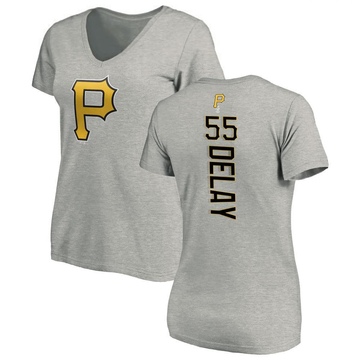 Women's Pittsburgh Pirates Jason Delay ＃55 Backer Slim Fit T-Shirt Ash