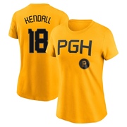 Women's Pittsburgh Pirates Jason Kendall ＃18 2023 City Connect Name & Number T-Shirt - Gold