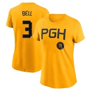 Women's Pittsburgh Pirates Jay Bell ＃3 2023 City Connect Name & Number T-Shirt - Gold