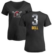 Women's Pittsburgh Pirates Jay Bell ＃3 Midnight Mascot V-Neck T-Shirt - Black