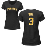 Women's Pittsburgh Pirates Jay Bell ＃3 Roster Name & Number T-Shirt - Black