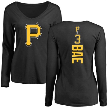 Women's Pittsburgh Pirates Ji Hwan Bae ＃3 Backer Slim Fit Long Sleeve T-Shirt - Black