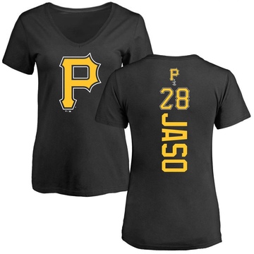 Women's Pittsburgh Pirates John Jaso ＃28 Backer Slim Fit T-Shirt - Black