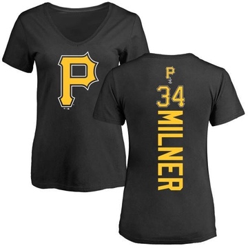 Women's Pittsburgh Pirates John Milner ＃34 Backer Slim Fit T-Shirt - Black