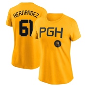 Women's Pittsburgh Pirates Jose Hernandez ＃61 2023 City Connect Name & Number T-Shirt - Gold