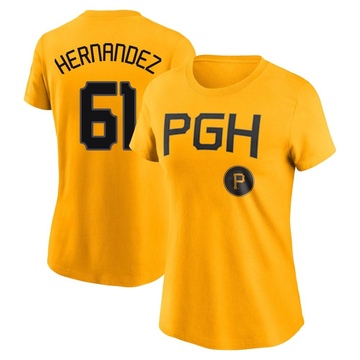 Women's Pittsburgh Pirates Jose Hernandez ＃61 2023 City Connect Name & Number T-Shirt - Gold